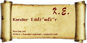 Kender Edömér névjegykártya